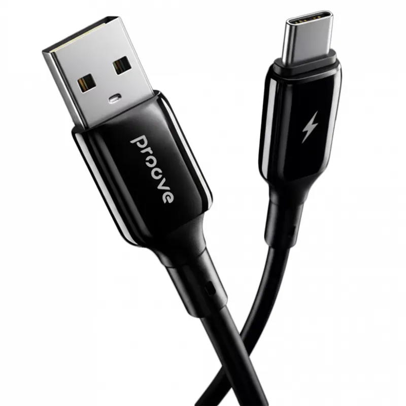 Дата кабель Proove Flex Metal USB to Type-C 3A (1m) – Black. Фото 2 з 3