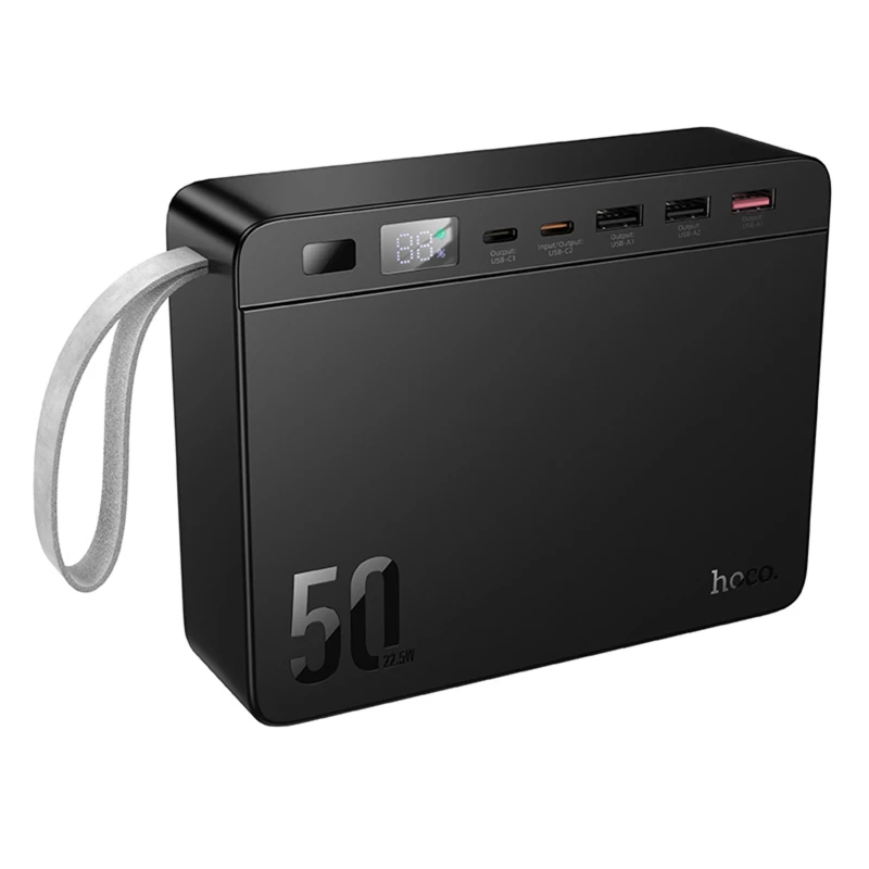 Портативний ЗП Power Bank Hoco J166 Carretera 22.5W+PD20W+lighting 50000 mAh – Black. Фото 1 з 6