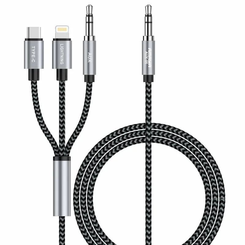 Аудио кабель Aux Amaya AUX-05 (Type-C/Lightning/AUX to AUX 3.5mm) (1.2m) фото 1 из 1