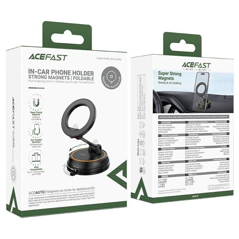 Автотримач Acefast D55 Magnetic for Dashboard – Black. Фото 6 з 6