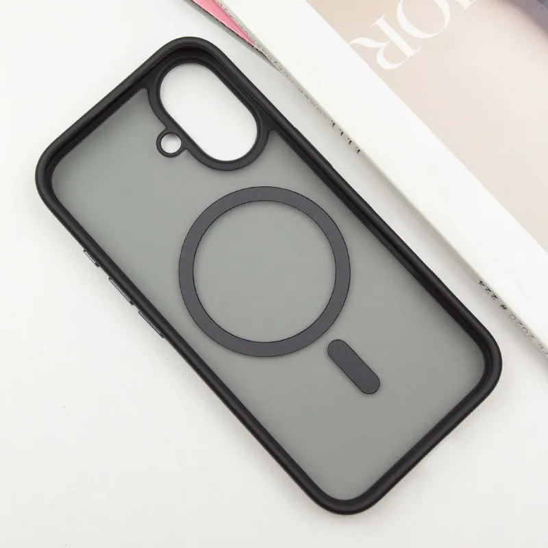 TPU+PC чехол Metal Buttons with Magnetic Fit для Apple iPhone 16 – Черный / Black. Фото 3 из 8