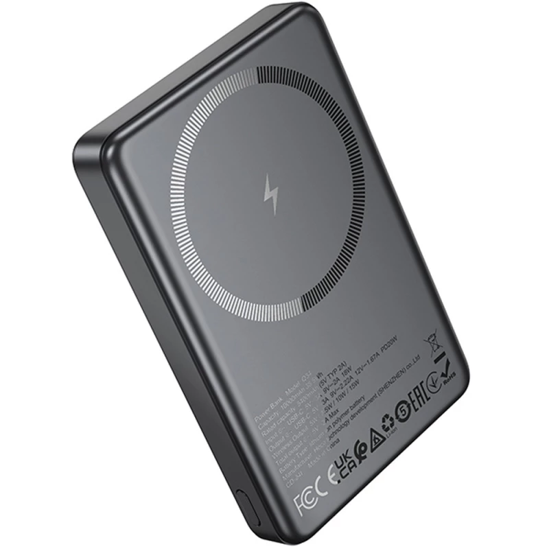 Портативное ЗУ Power Bank Hoco Q34 Clever PD20W с БЗУ 10000 mAh – Metal gray. Фото 3 из 4