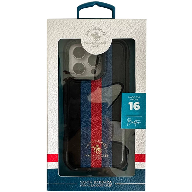 Шкіряний чохол Polo Santa Barbara Barton для Apple iPhone 16 Pro – Black / Navy. Фото 7 з 12
