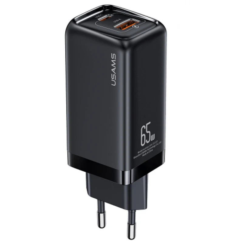 

МЗП Usams US-CC153 T47 65W Dual Ports Super Si PD Fast Charger (Black)