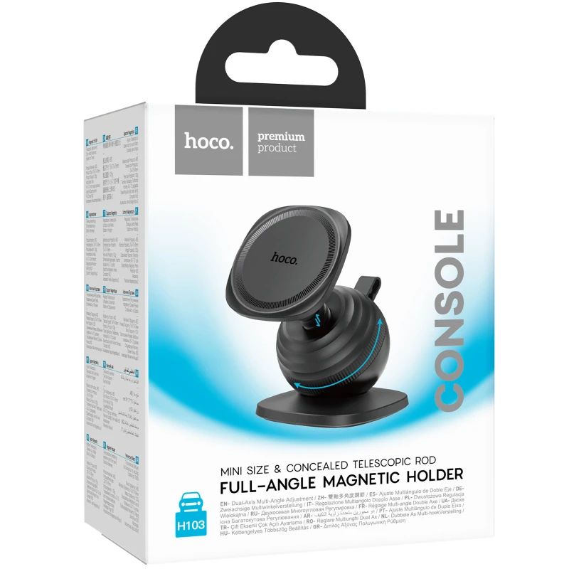 Автотримач Hoco H103 Daisy magnetic (center console) – Black. Фото 2 з 6