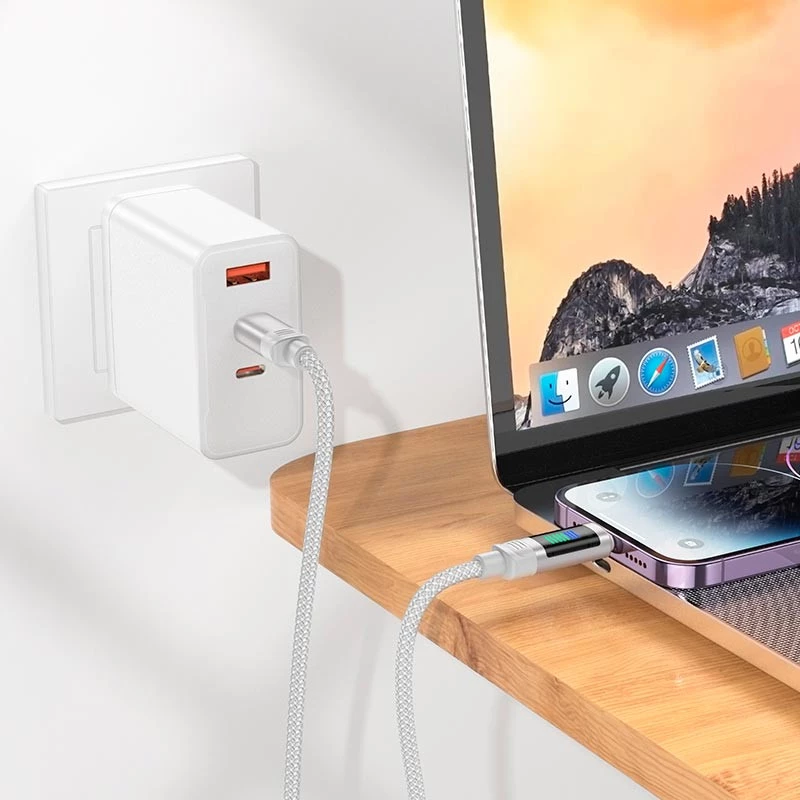 Дата кабель Hoco U126 Lantern 27W Type-C to Lightning (1.2m) – Gray. Фото 4 з 5