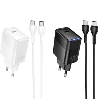 МЗП Hoco CS113A Lounge PD40W (1USB-C) + кабель Type-C to Type-C фото 1 з 2