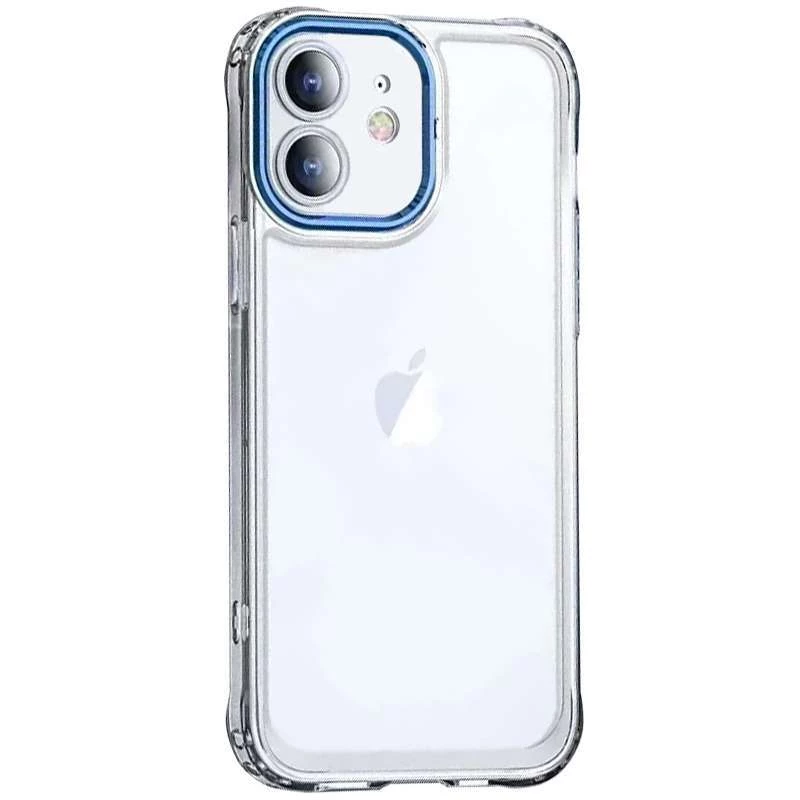 

TPU+PC чехол с цветной окантовкой камеры для Apple iPhone 12 (6.1") (Прозрачный / Синий), Прозорий / синій