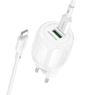 МЗП Borofone BA93A Lustrous PD20W+QC3.0 (1USB-A/1C) + кабель Type-C to Type-C фото 1 з 5