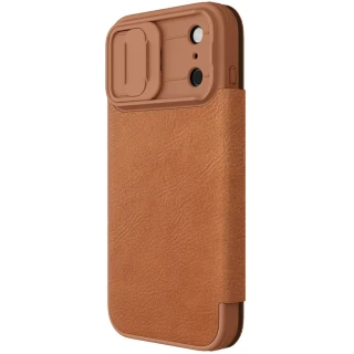Кожаный чехол-книжка Nillkin Qin Pro Camshield для Apple iPhone 18 Pro — Brown
