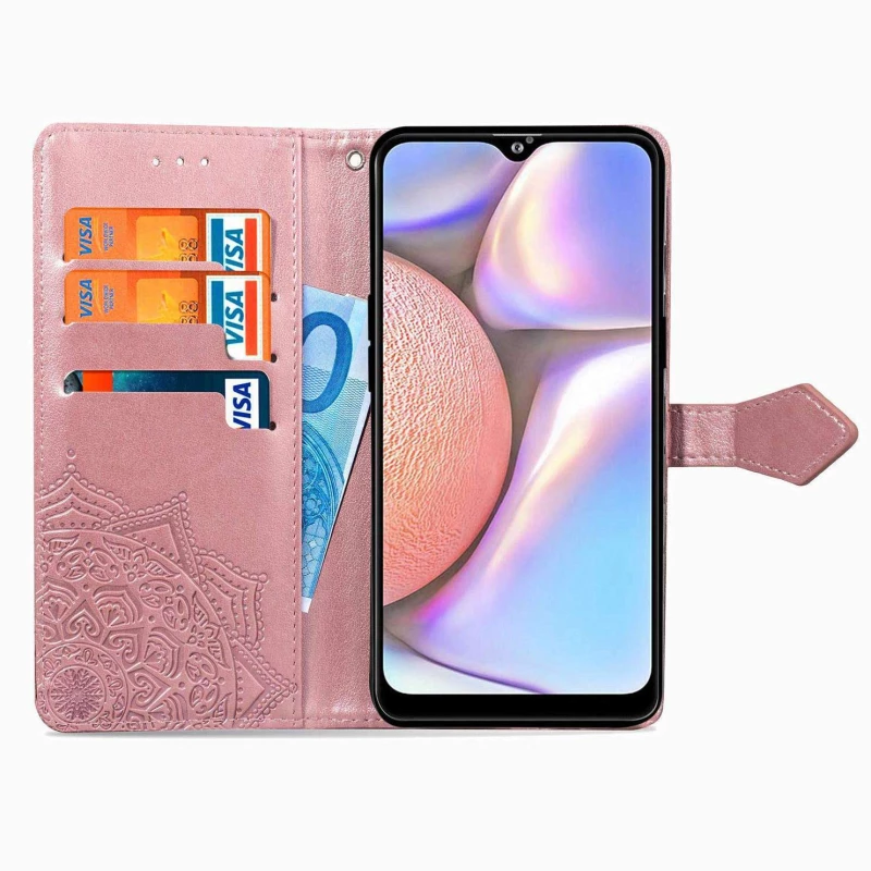 Кожаный чехол-книжка Art Case с визитницей для Samsung Galaxy A10s – Розовый. Фото 5 из 5