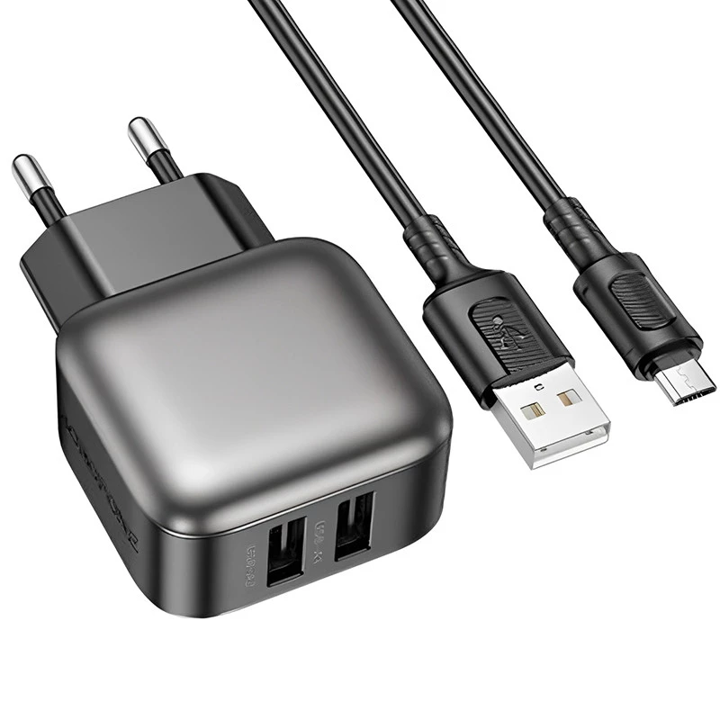 МЗП Borofone BAS52A Absolute QC3.0 (1USB-A) + кабель USB to MicroUSB – Black. Фото 1 з 9