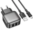 МЗП Borofone BAS52A Absolute QC3.0 (1USB-A) + кабель USB to MicroUSB – Black. Фото 1 з 9