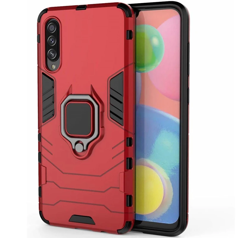 Протиударний чохол Transformer з кільцем на Samsung Galaxy A20s – Червоний / Dante Red. Фото 2 з 4