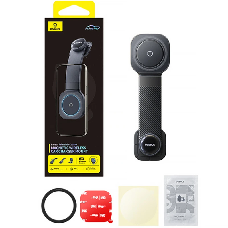 Автотримач з БЗП Baseus PrimeTrip C03 Pro Magnetic Wireless Charging (C0013A) – Cosmic Black. Фото 3 з 4