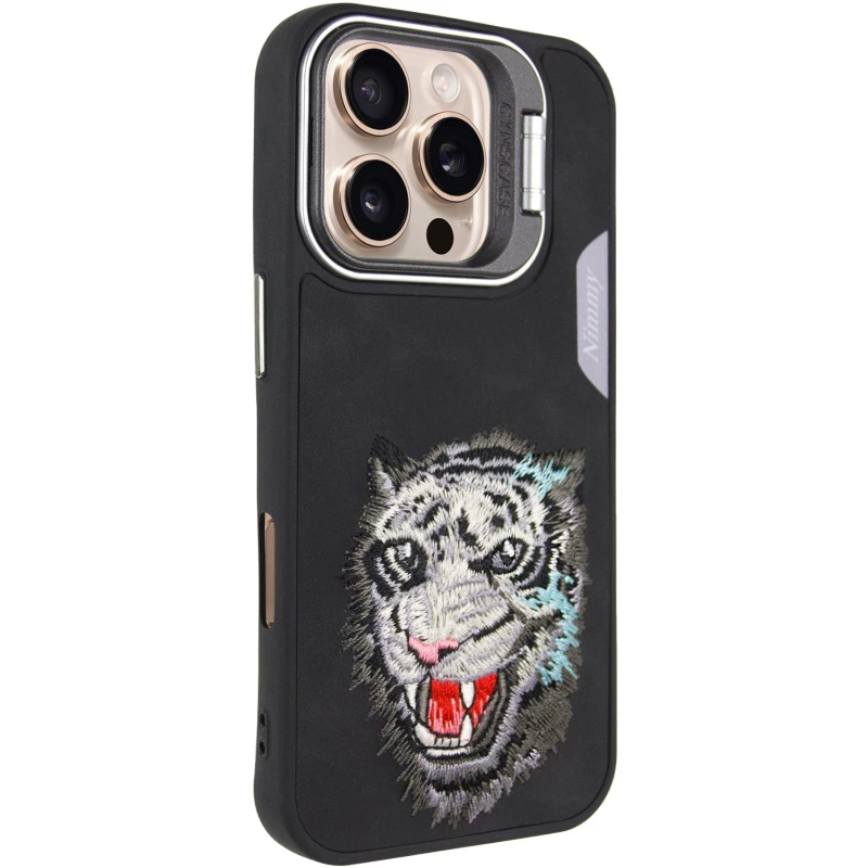 TPU+PC чехол с животными для Apple iPhone 16 Pro – Black Tiger. Фото 2 из 7