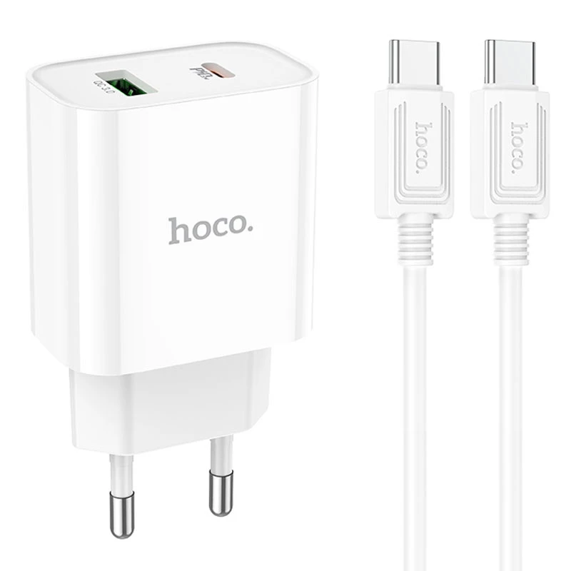 

СЗУ HOCO C80A Plus Rapido PD20W+QC3.0 (1Type-C/1USB) + Type-C to Type-C (White)