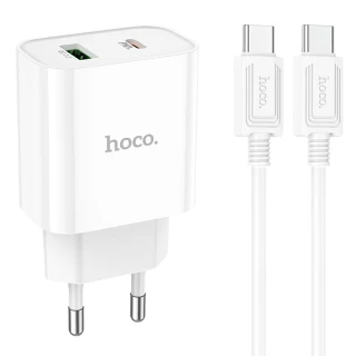 МЗП HOCO C80A Plus Rapido PD20W+QC3.0 (1Type-C/1USB) + Type-C to Type-C фото 1 з 7