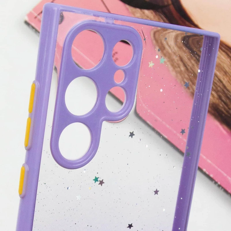 Чехол с блестками и защитой камеры для Samsung Galaxy S22 Ultra – Сиреневый. Фото 8 из 10