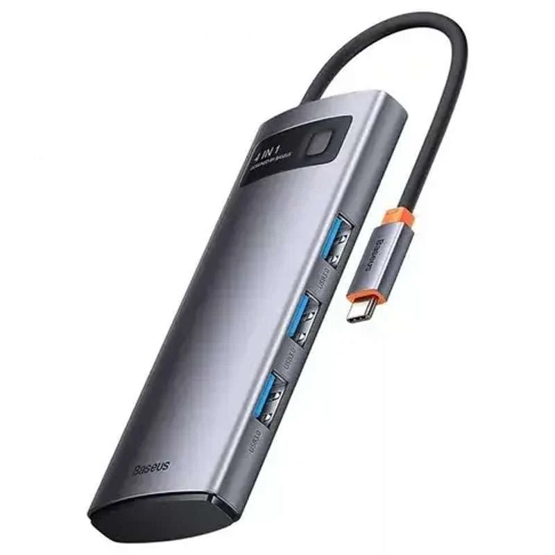 Переходник HUB Baseus Metal Gleam Series 4-in-1 4xUSB 3.0 – Gray. Фото 2 из 5