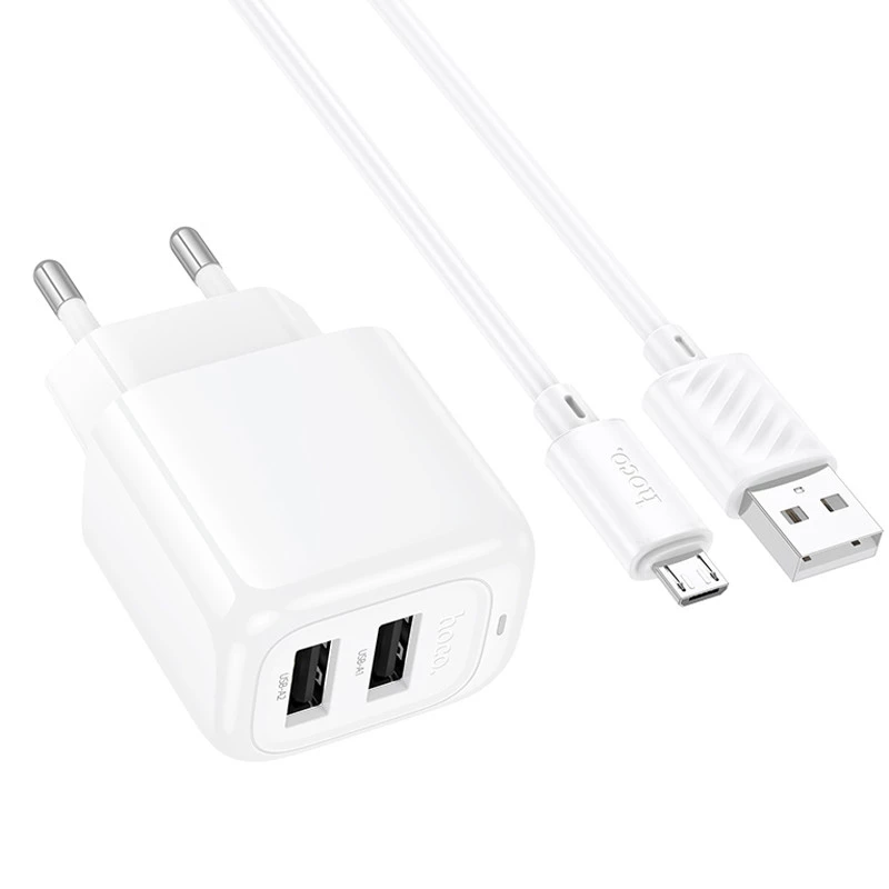 МЗП Hoco CS51A Surplus (2USB-A) + MicroUSB – White. Фото 3 з 8