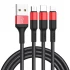 Дата кабель Hoco X26 Xpress 3in1 Lightning -MicroUSB-Type-C (1m) – Чорний / Червоний. Фото 1 з 4