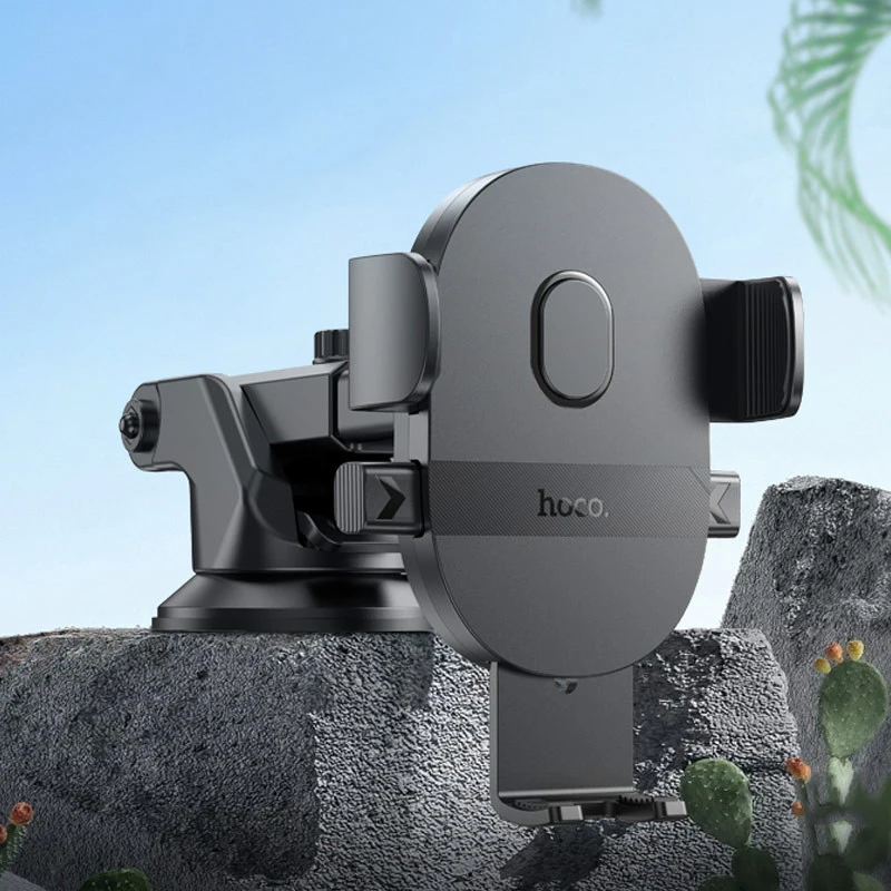 Автотримач Hoco H19 Mighty one-button (center console) – Black. Фото 7 з 8