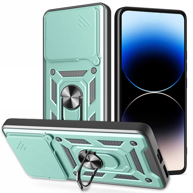 Ударопрочный чехол Ummi Camshield Serge Ring (in box) для Xiaomi Poco M7 pro 5G – Зеленый / Green. Фото 3 из 3