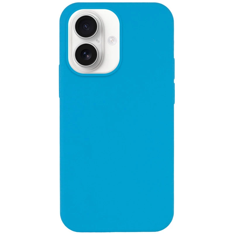 Чохол з закритим низом Silicone Case на Apple iPhone 16 – Блакитний / Blue. Фото 2 з 4