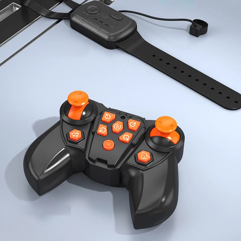 Дитячий восьмиколісний динозавр на радіокеруванні SHT 2590 2.4G (with 2 remote) – Grey / Orange. Фото 5 з 6