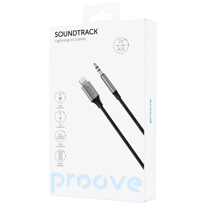 Аудио кабель Aux Proove SoundTrack Lightning to 3.5mm (1m) – Black. Фото 3 из 3