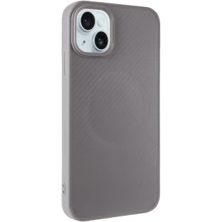TPU чехол Carbon Protective with Magsafe для Apple iPhone 14 (6.1") — Grey