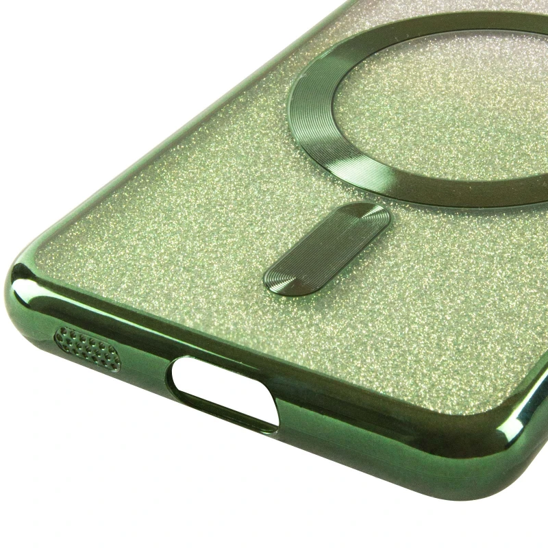 Чохол з блискітками, захисними лінзами на камеру та MagSafe на Samsung Galaxy S21 – Зелений / Green. Фото 10 з 11