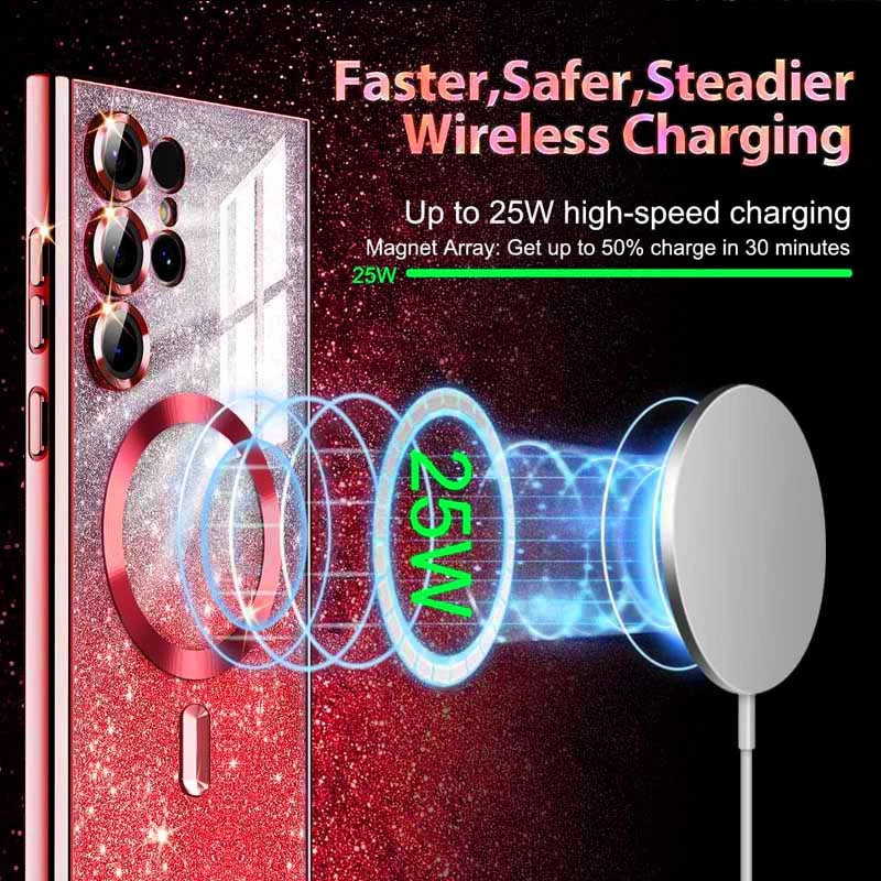 Чохол з блискітками, захисними лінзами на камеру та MagSafe на Samsung Galaxy S26 Ultra – Червоний / Red. Фото 4 з 4