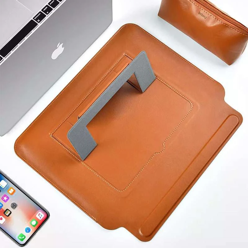 Чохол з підставкою WIWU SKIN PRO Portable Stand Sleeve 15.4" – Коричневий. Фото 7 з 8