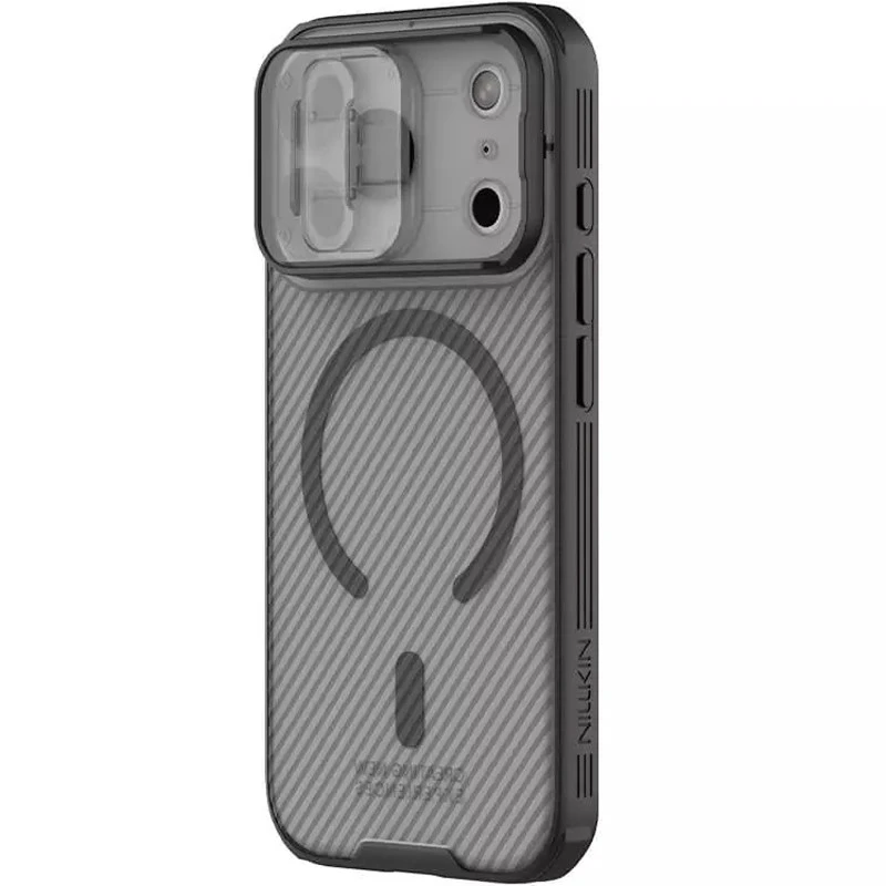 Пластикова накладка Nillkin Pro зі шторкою для камери та магнітом на Apple iPhone 17 Pro Max (6.9") – Transparent black. Фото 3 з 7