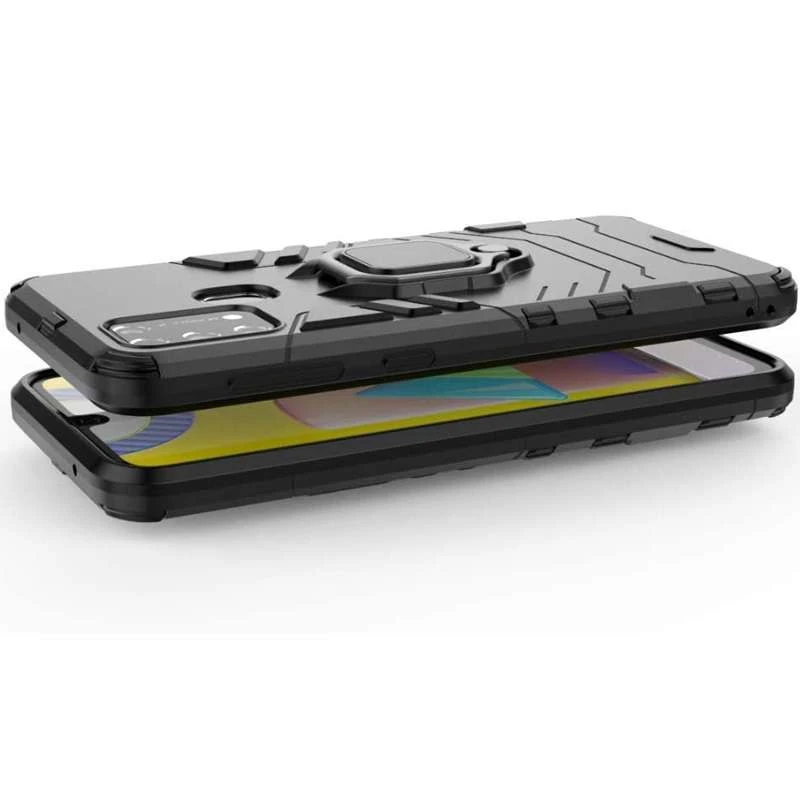 Противоударный чехол Transformer с кольцом для Samsung Galaxy M30s / M21 – Черный / Soul Black. Фото 5 из 7