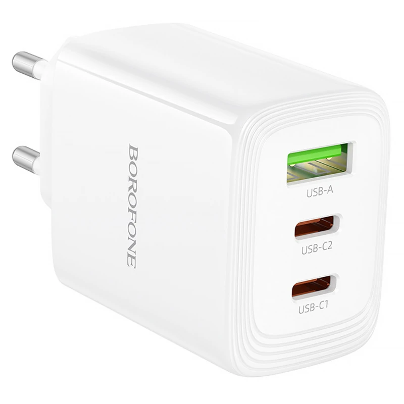 МЗП Borofone BN32 Cargador PD65W (1USB-A/2C) – White. Фото 5 з 6