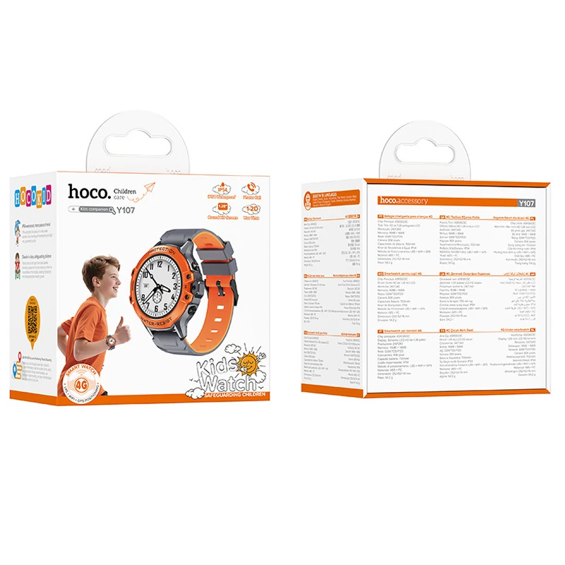 Дитячий cмарт-годинник Hoco Y107 4G with call function – Orange. Фото 2 з 4