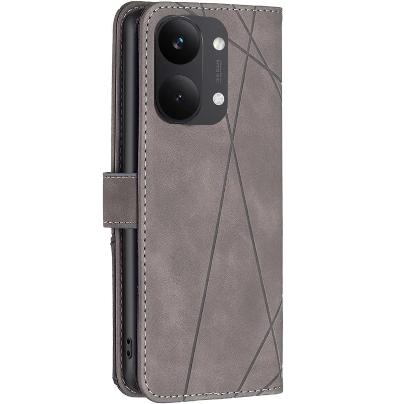 Шкіряний чохол-книжка Geometric Pattern для Xiaomi Poco X8 Pro Max – Grey. Фото 3 з 5