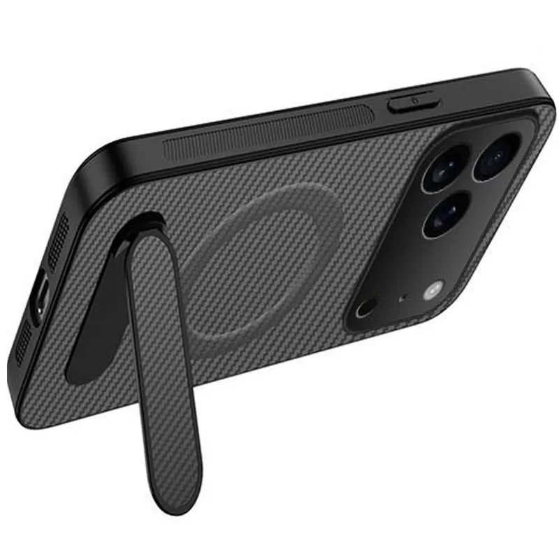 TPU+PC чохол Carbon Kickstand Magnetic Case для Apple iPhone 18 Pro – Grey. Фото 2 з 2