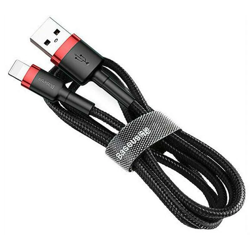 Дата кабель Baseus Cafule Lightning Cable Special Edition 2.4A (1m) – Чорний / Червоний. Фото 4 з 7