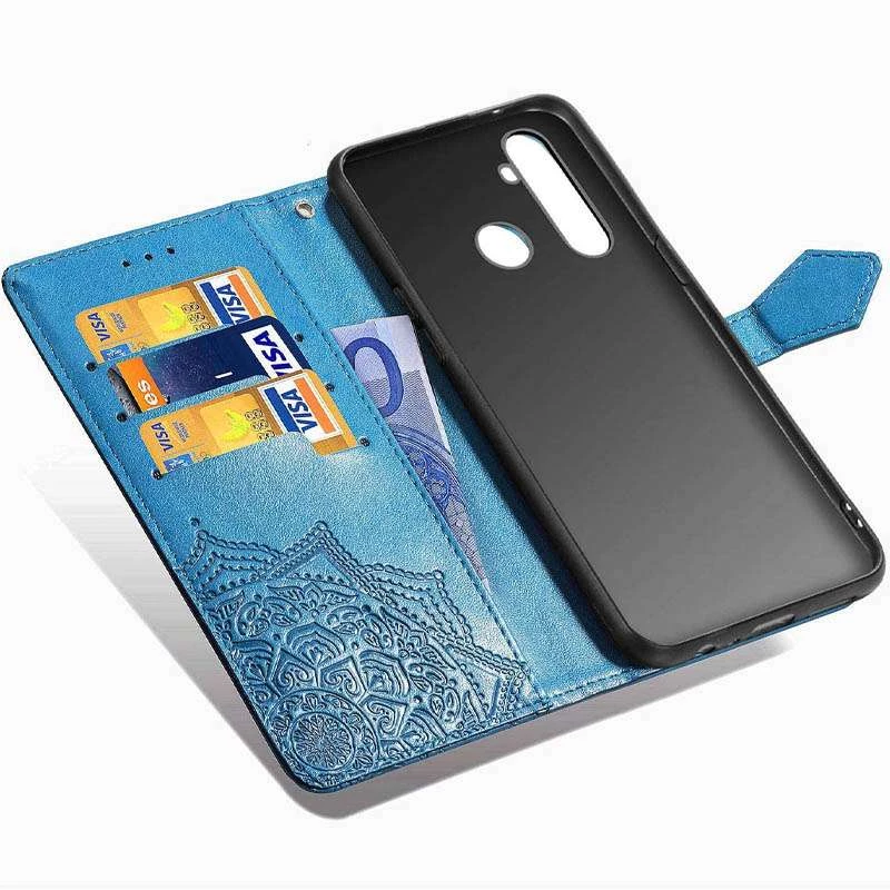 Кожаный чехол-книжка Art Case с визитницей для Realme 5 – Синий. Фото 4 из 8