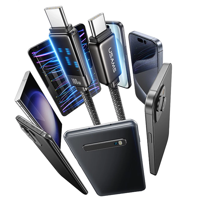 Дата кабель Usams US-SJ744 Meteor Ser. Type-C to Type-C 100W (1.2m) – Tarnish. Фото 4 из 8