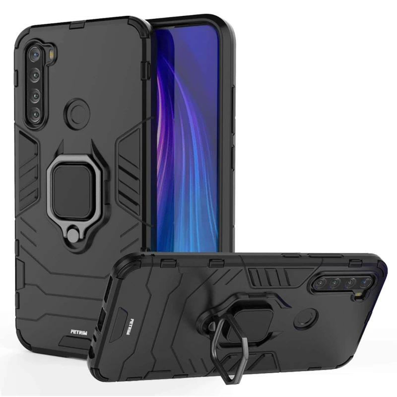 Протиударний чохол Transformer з кільцем на Xiaomi Redmi Note 8T – Чорний / Soul Black. Фото 5 з 6