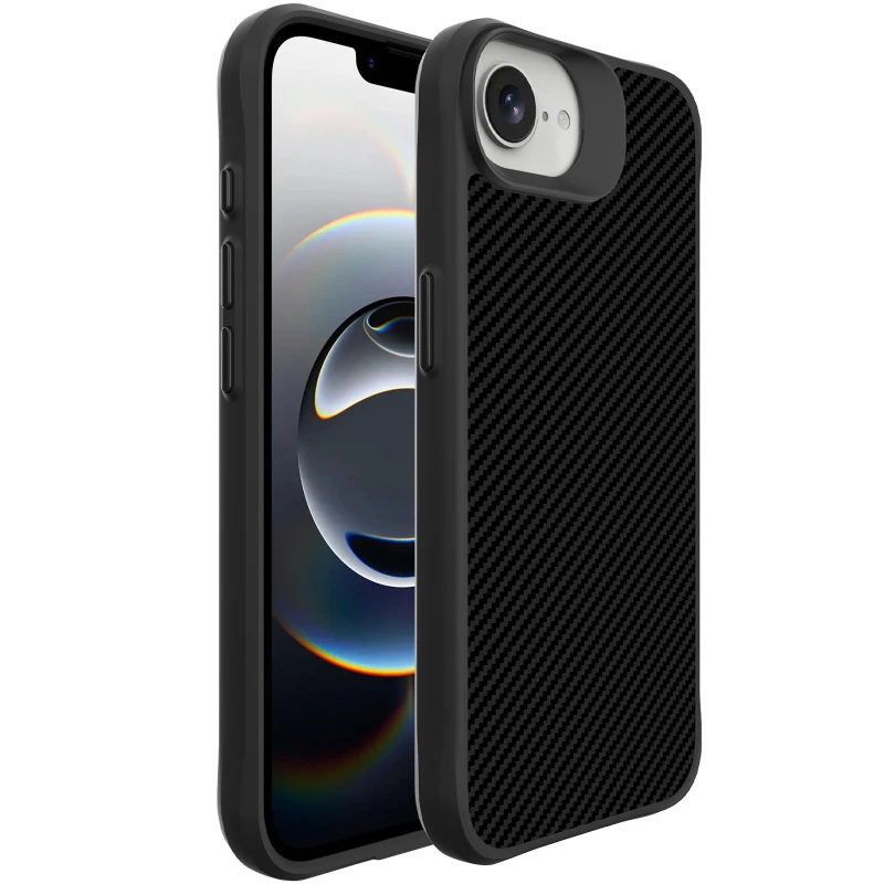 TPU+PC чохол Space Carbon collection для Apple iPhone 16e (6.1") – Black. Фото 2 з 5