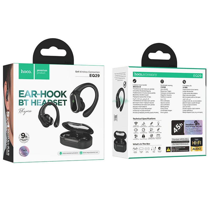 Бездротові TWS навушники Hoco EQ29 Rhyme – Black. Фото 2 з 6