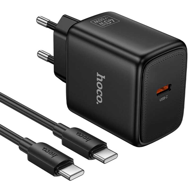 МЗП Hoco N83 Profit PD40W (1USB-C) + кабель Type-C to Type-C – Black. Фото 1 з 4