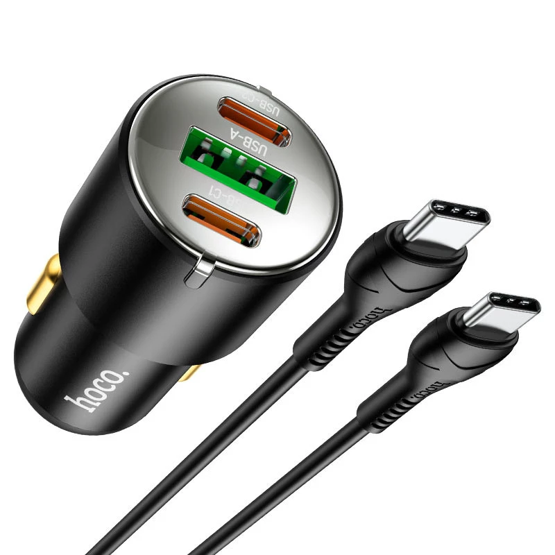 АЗУ Hoco NZ6 PD45W (2Type-C/1USB) + Type-C to Type-C – Black. Фото 4 з 7