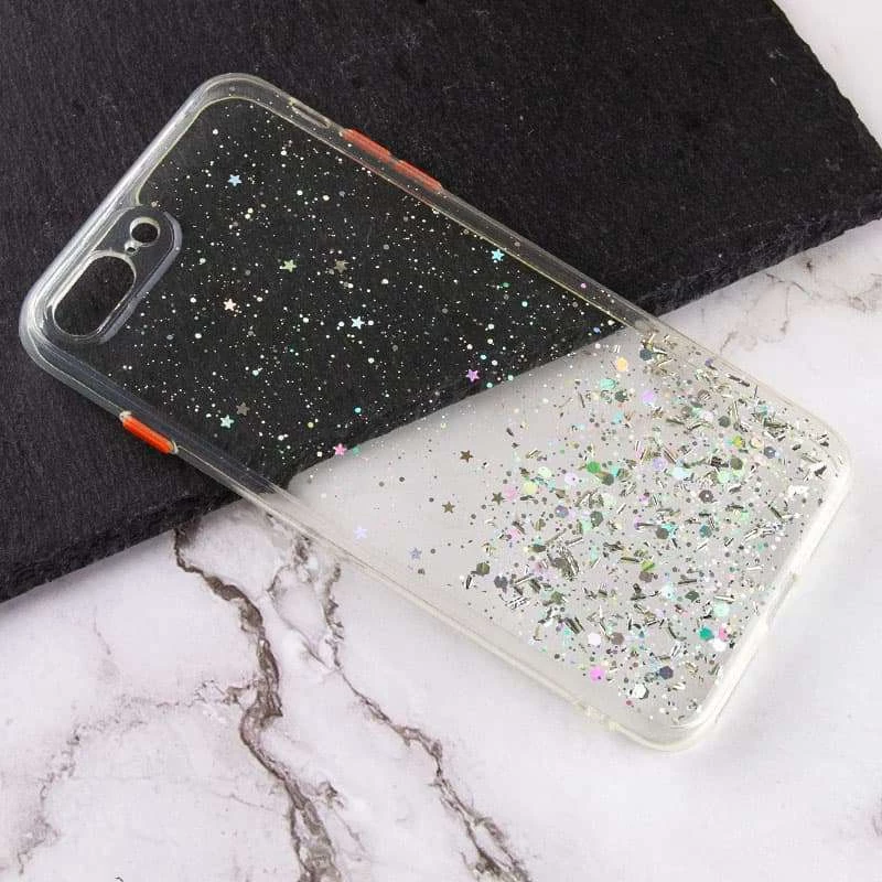 Чохол з блискітками та захистом камери на Apple iPhone 7 plus / 8 plus – Прозорий. Фото 2 з 3